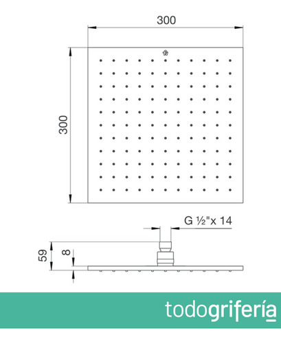 Flor Ducha Fv 126.mc0 30cm Metalica Cuadrada Cromo Articulad
