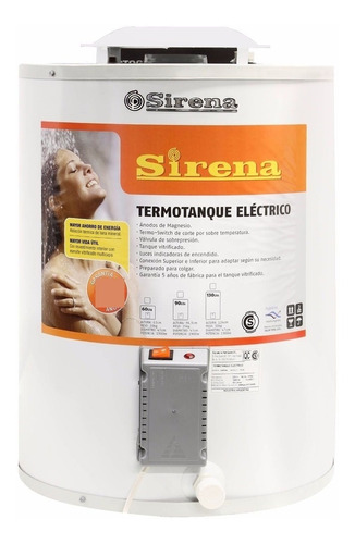 Termotanque Eléctrico Sirena 40 Lts Carga Superior/ Inferior