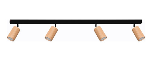 Lampara De Techo Riel Infinit 4 Madera Luces Lampara Led Estructura Negro