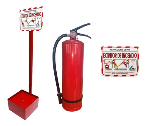comprar Kit De Extintor Pqs De 10lbs Y Base De Piso Con Señalización
