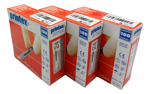 Hojas De Bisturí N°24 Marca Printex Caja X100 Unidades