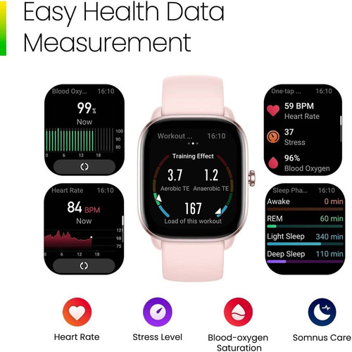 Imagen 6 de 7 de Smartwatch Amazfit GTS 4 Mini 1.65" caja de aleación de aluminio y plástico flamingo pink, malla flamingo pink de silicona