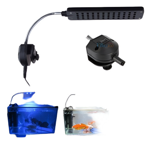 Peces De Acuario Led 48 Planta 2 Modo Clip Blanco Y Azul Bom