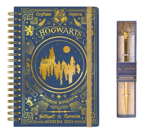 Agenda Diaria Harry Potter Mooving 14 X 20cm 2024 + Lapicera Color De La  Portada Azul Y Dorado