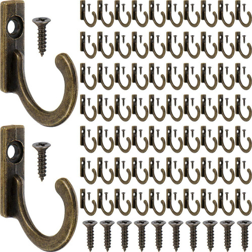 100 Ganchos De Pared Para Colgar Llaves Y Joyas (bronce)