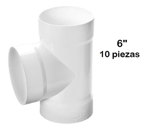 Tee De 6  Pvc Sanitario (4 Piezas)