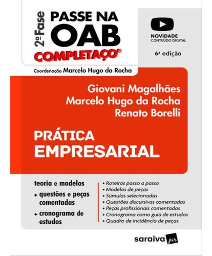 Prática Empresarial - Completaço - Passe Na Oab 2ª Fase Fgv, De Giovani Magalhães. Editora Saraiva Jur, Capa Mole, Edição 6 Em Português, 2022