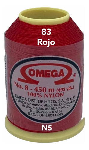 Hilo Omega Nylon No, 8 Carrete Con 450 Metros Color 83
