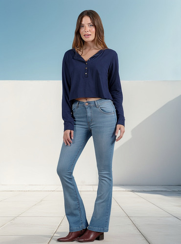 Pantalon Semi Oxford Cenitho Bio Stone Claro Con Bigotes