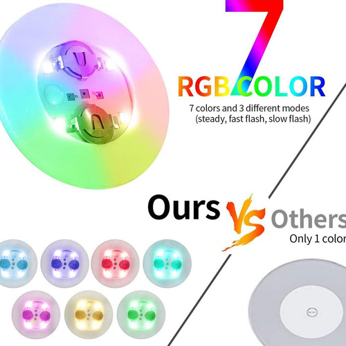 Posavasos Led, 7 Colores, Luces Adhesivas Led Rgb, 12 Piezas