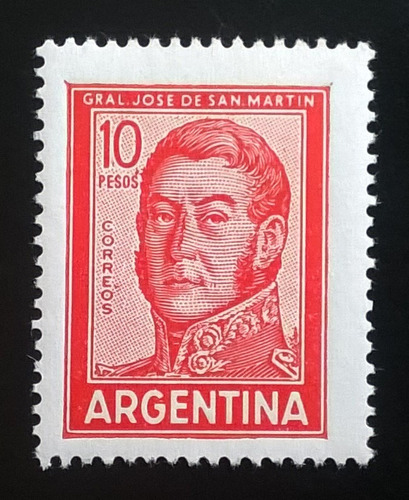 Argentina, Sello Gj 1309 San Martín 10p Tipog 65 Mint L11709