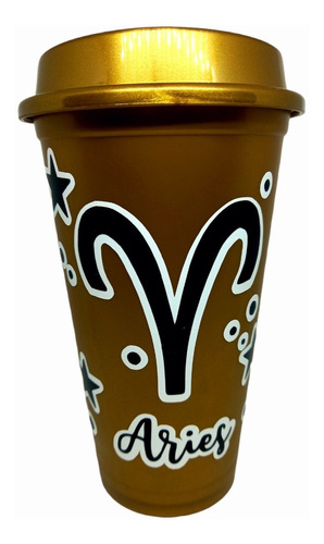 Vaso Para Café Tipo Starbucks 16oz Dorado Aries