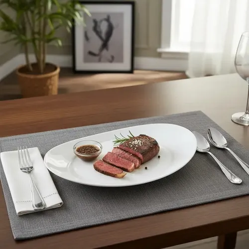 Prato Steak Oval Raso Vidro Opaline Grill Kit 12un | Frete grátis