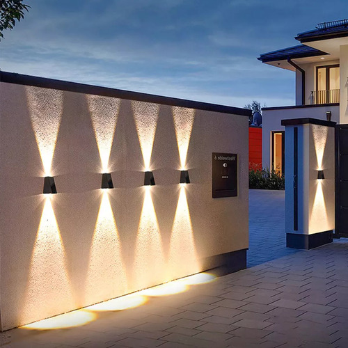 Lamparas De Pared Exterior Focos Led Solar Luz Negro 3focs
