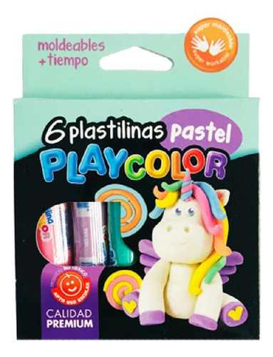 Plastilinas Pastel Playcolor X 6 Colores Surtidos No Toxico