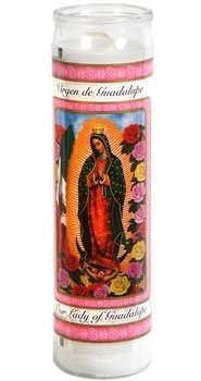 Veladora Virgen De Guadalupe Blanco / Set De 2 Velas De Orac