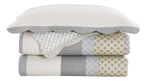 Imagem 2 de 2 de Kit Colcha Evolution Patchwork Casal 220x240cm Saluzo Camesa