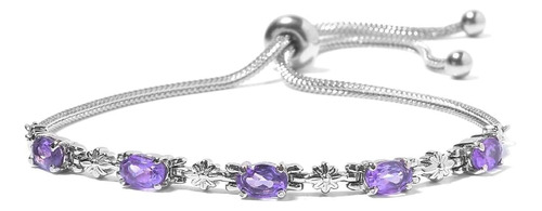 Shop Lc Pulsera Ajustable De Amatista Morada Bolo Para Mujer