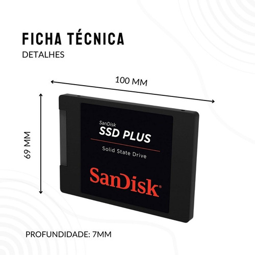 Hd Ssd Sandisk Plus 1tb 2 5' 3.0 Disco Solido 535mb Preto