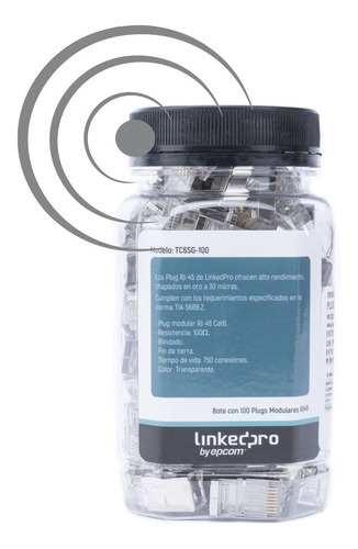 Imagen 2 de 5 de Tarro Con Conector Plug Rj45 Cat6 Blindado Linkedpro