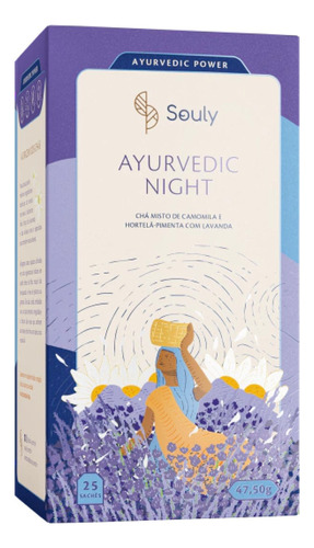 Chá Lavanda Hortelã Camomila Souly Ayurvedico 25 Sachês