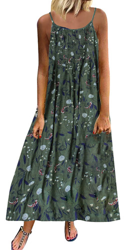 Vestido M Para Mujer, Estampado Bohemio Vintage, Estampado F