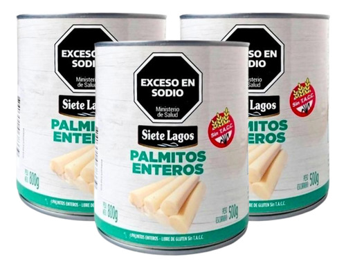 Palmitos Enteros Siete Lagos 800 Gr. Pack X3