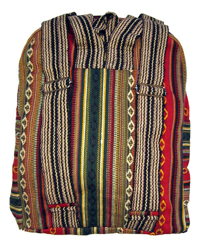 Colecciones Originales Mochila Hippie Étnica De Algodón Rojo Color Multicolor