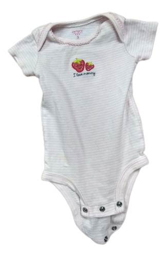 Body Bebe Carters Manga Corta 3 M Raya Rosa+blanco Impecable