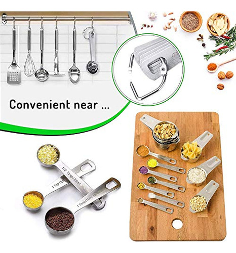 Juego De Tazas Y Cucharas Medidoras De Acero Inoxidable De 1
