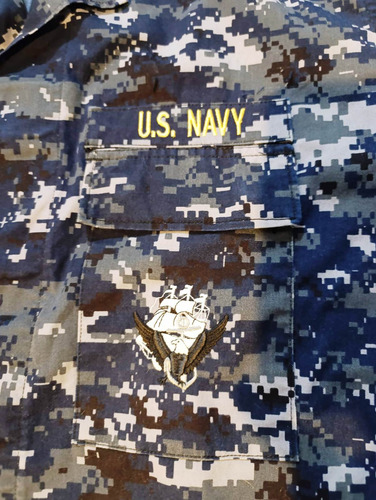 Chaqueta Militar Camuflada Bordada Us Navy Autentica (Usado)