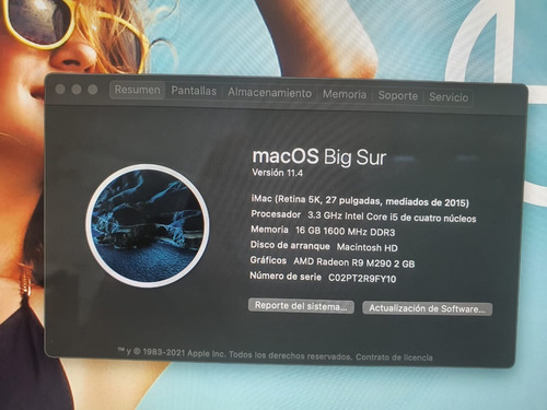 iMac Retina 5k 27 2015 16gb 1tb 4 Nucleos (Usado)