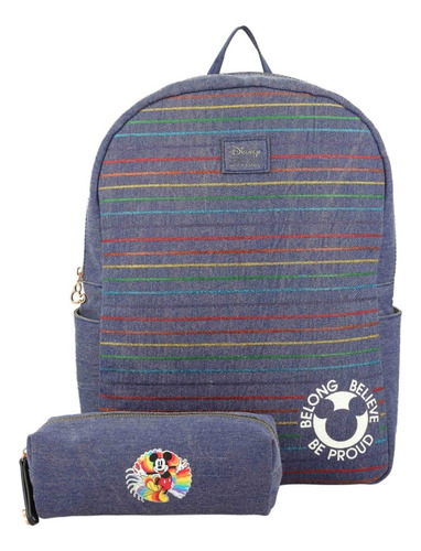 Mochila W Capsule Disney Mickey Hbpeperomiacw Para Mujer Color Azul Diseño de la tela Lisa