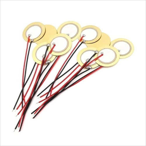 Pack 10 X Sensores Piezo Eléctrico 27mm Con Cable De 12cm