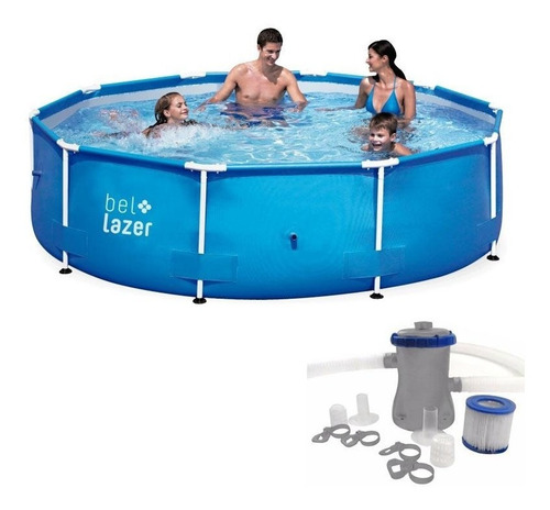 Piscina Com Armação 5.000 Litros 305x76 Cm C/ Filtro Belfix
