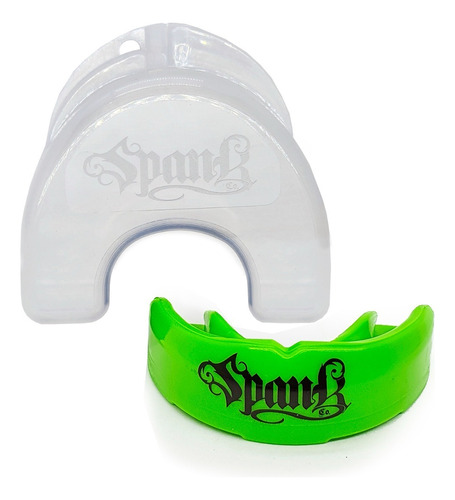  Spank  Pro protetor bucal profissional boxe dente termo ajustável cor verde sabor sem sabor