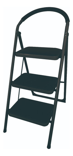 Escalera De Acero Tubular Plegable Con 3 Niveles Negra