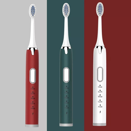 Cepillo Dientes Dental Electrico Ultrasonico Recargable Usb Color Rojo