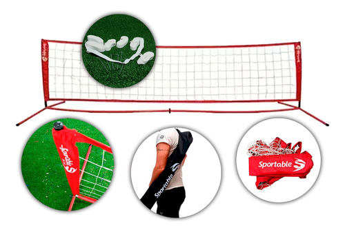 Red Fútbol Tenis Base 4 Mts  Pvc Cancha Con Cintas 10x4 Mts