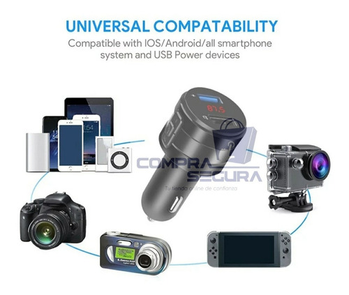 Imagen 5 de 7 de Bluetooth 5.0 Transmisor Fm Mp3 Cargador Usb Manos Libres
