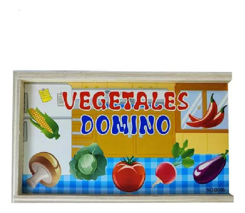 Domino De Vegetales Para Niños Con Caja De Madera