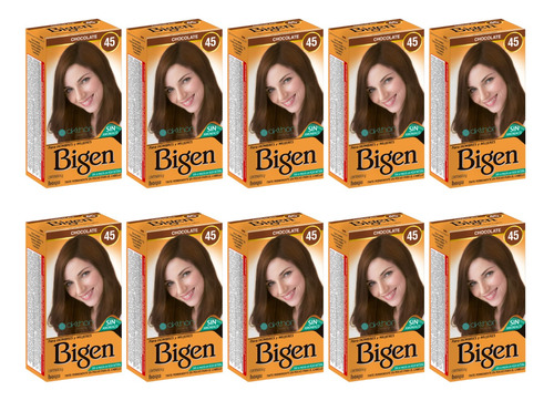 Mayoreo Tinte Bigen Polvo Color Chocolate ·45· 10 Piezas Kit