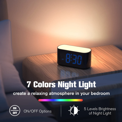 Reloj Despertador Digital Con Pantalla Grande Y Luz Nocturn