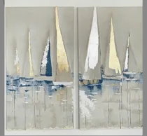 Comprar Cuadro Abstracto Díptico Moderno Pintado A Mano