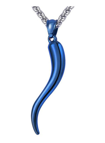 U7-collar De Cuerno Italiano De Acero Inoxidable P Azul