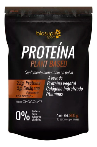 Protína Vegetal + Colageno Biosuple 0% Azúcar Chocolate 900g