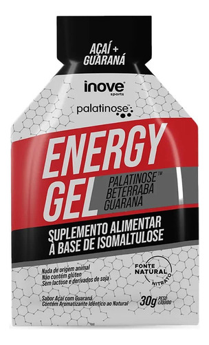 Energy Gel Açaí E Guaraná Display 10 Sachês 30g Inove Sports