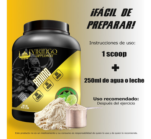 Aminoácidos En Polvo Vikingo 1 Kg Varios Sabores 100 Servis Limón