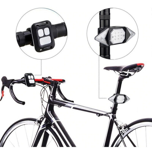 Imagen 8 de 10 de Luz Direccional Control Led Inalámbrico Bicicleta Usb Gratis