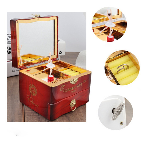Imagen 9 de 12 de Caja De Música De Madera Caja De Música Antigua Marrón